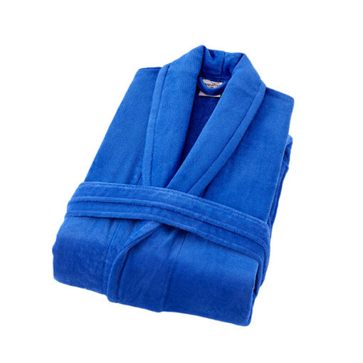 חלוק רחצה קטיפה מגבת 100% כותנה כחול רויאל