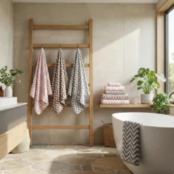 מגבת ג'קארד 100% כותנה דגם שברון (זיגזג) | רכות כפולה 550 גרם